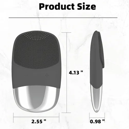 Vista 2 de MEGAN Cepillo de limpieza facial, limpiador facial eléctrico recargable por USB, masajeador facial sónico impermeable IPX7, cepillo facial 3 en 1