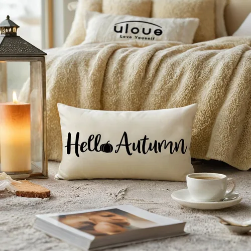 Vista 2 de ULOVE LOVE YOURSELF Hello Pumpkin - Funda de almohada lumbar de 12 x 20 pulgadas, decoración de otoño, funda de cojín rectangular decorativa