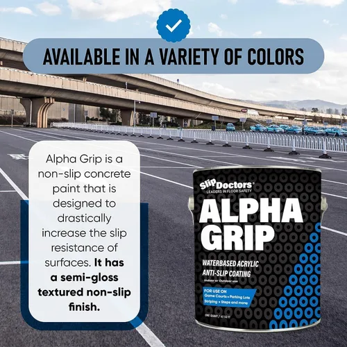 Vista 2 de Alpha Grip Pintura Antideslizante para Concreto y Asfalto – Revestimiento Antideslizante Ideal para Marcar Estacionamientos, Patios de Juegos y Negro