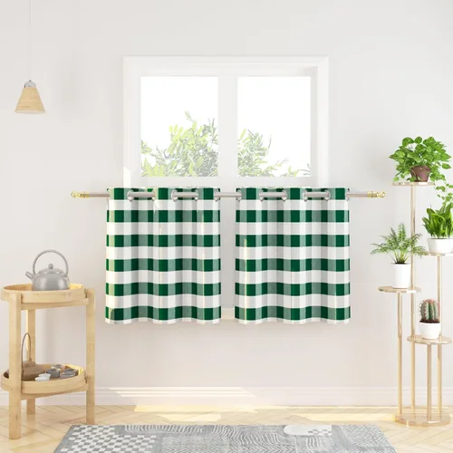 Vista 47 de Cortinas de 24 pulgadas de largo con diseño Buffalo Check Gingham Plaid para ventanas de cocina y baño, tratamiento para ventanas con 2 paneles