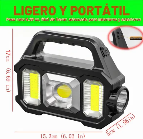 Vista 8 de Linterna LED solar reflector linterna linterna de mano proyector luces