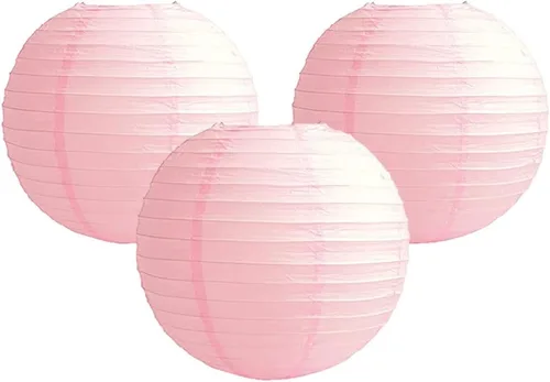 Vista 30 de Paquete de 3 linternas redondas de papel para decoración de boda y fiesta de cumpleaños (azul bebé, 4 pulgadas/3.9 in)