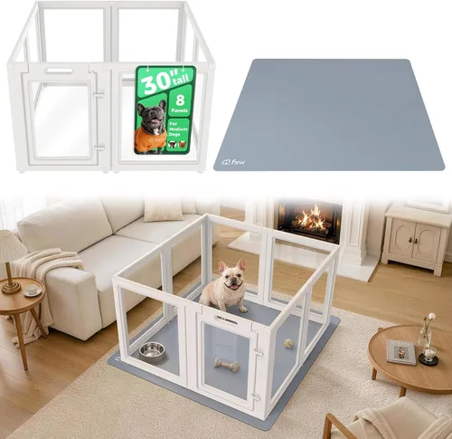 Vista 41 de FXW AuraSpace - Cerca acrílica para perros pequeños, para interiores, 24 pulgadas, 2 paneles, incluye 1 puerta y 1 panel, color negro