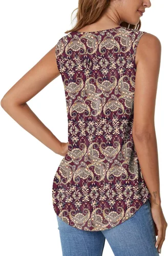 Vista 3 de SUNNEGOO Camiseta sin mangas para mujer, plisada, holgada, casual, holgada, tipo túnica, para el verano