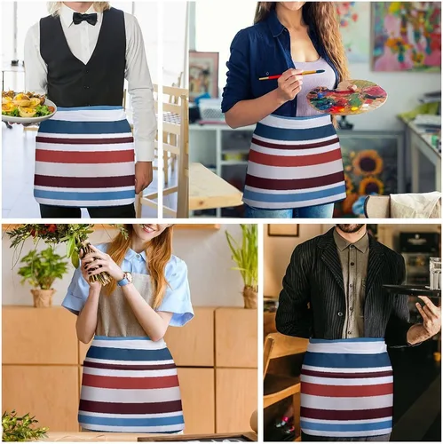 Vista 5 de Server Aprons with 3 Pockets Waist Apron Waterproof Half Apron Short Cooking Aprons Bib