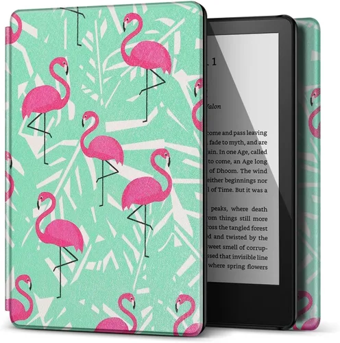 Vista 16 de TNP - Funda delgada para Kindle de 6 pulgadas para 11ª generación 2024/2022, flores de almendro Funda delgada de cuero sintético con diseño