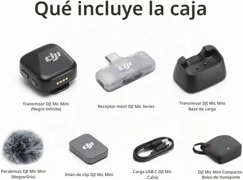 Vista 7 de DJI Mic Mini (1 TX + 1 Mobile RX), micrófono inalámbrico para smartphone