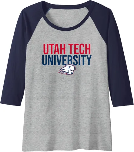 Vista 3 de Utah Tech Trailblazers Stacked Raglan Baseball Tee