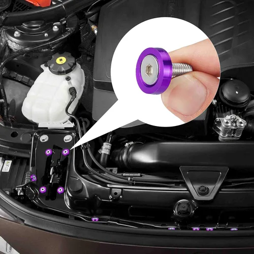 Vista 4 de TOMALL Juego de 20 tornillos de aluminio para guardabarros, arandela de parachoques de motor, accesorios de tornillos de perno M6 (morado)