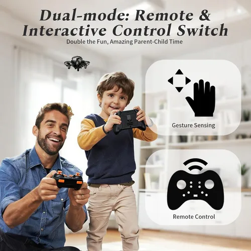 Vista 3 de A ALPHA Mini dron para niños, juguete volador controlado por gestos y aviones RC con control remoto, diversión en interiores y exteriores para niños