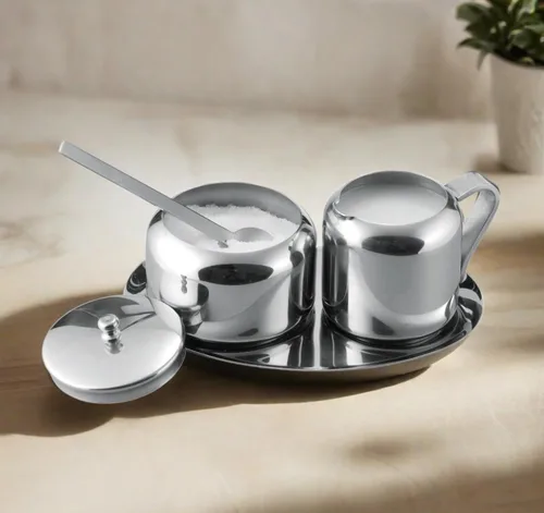 Vista 2 de Cuisinox Juego de crema y azúcar de acero inoxidable, 5 piezas