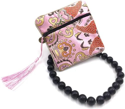Vista 3 de 24pc chino brocado de seda monedero bordado joyería bolsa cremallera cartera bolsa