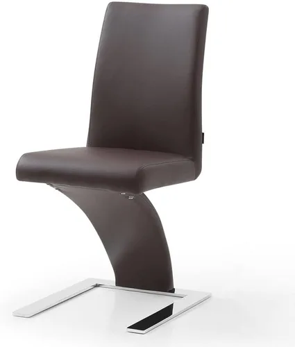 Vista 3 de ZURI Muebles Silla de comedor moderna Mesa en cuero sintético marrón y acero inoxidable