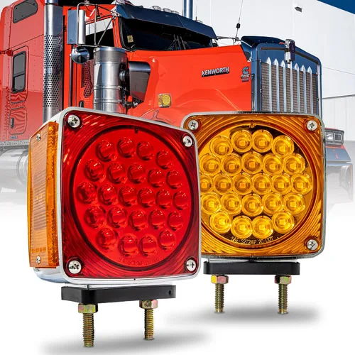 Vista 10 de TRUE MODS - Juego de luces de guardabarros de pedestal redondas de 4 pulgadas de 48 LED para semirremolque de 80 pulgadas de ancho [DOT FMVSS-108]