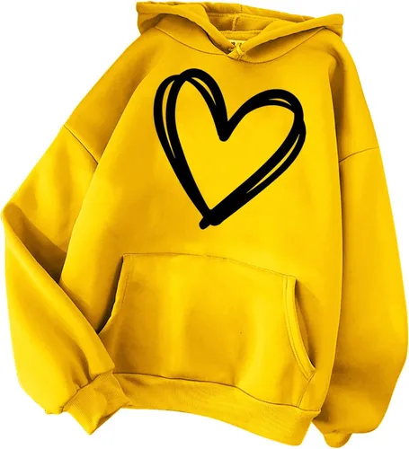 Vista 3 de GOFLIC Sudaderas con capucha con cremallera para mujer, suéter con forma de corazón, manga larga, para el día de San Valentín, con cordón
