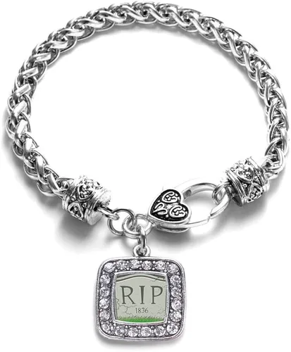 Vista 224 de Pulsera de dijes cuadrados de plata con joyería de circonita cúbica