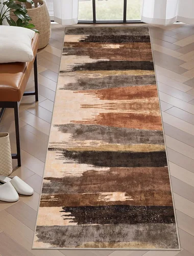 Vista 52 de Ciicool Alfombra moderna abstracta de 2 x 3 pulgadas, lavable, pequeña, antideslizante, de pelo bajo, alfombra de entrada plegable para cocina