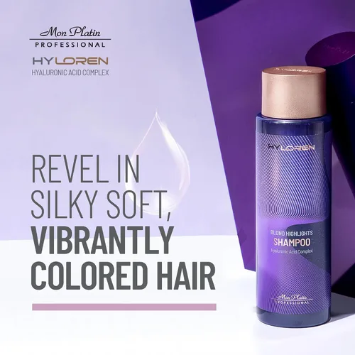 Vista 7 de Mon Platin Professional HYLOREN - Champú para cabello rubio con ácido hialurónico para cabello rubio y con reflejos, champú para cabello rubio, sin