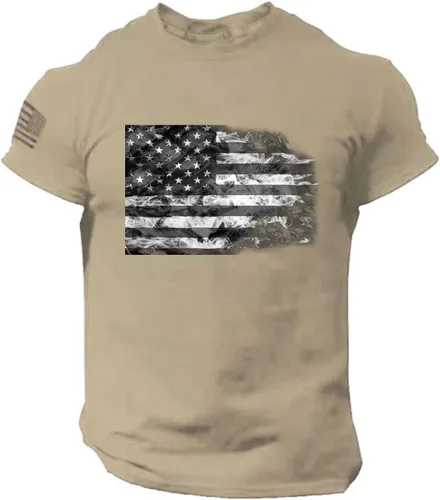 Vista 24 de Camisetas de verano para hombre, estilo casual, ajustado, manga corta, de algodón, patriótica, de Estados Unidos, con bandera americana, camiseta