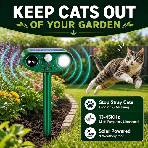 Vista 6 de 2026 Sonic Fortress Pro Deer Repellent Motion Activated Cat Deterrent Outdoor Solar Ultrasonic Animal Repeller with Strobe Light for Skunk Rabbit