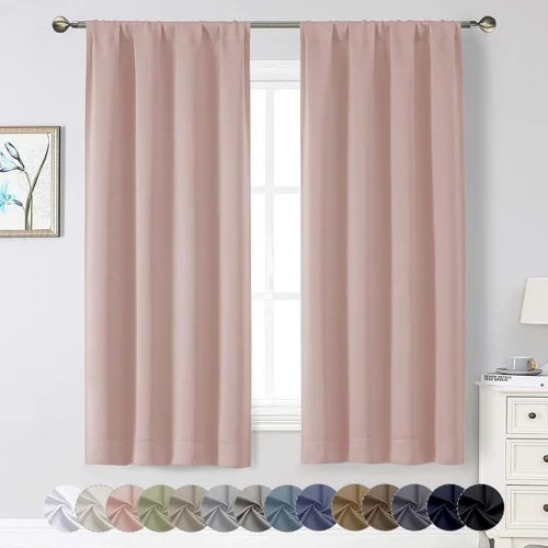 Vista 38 de Cortinas opacas para dormitorio, sala de estar, juego de 2 paneles de 54 pulgadas de largo, cortinas de oscurecimiento de habitación con aislamiento