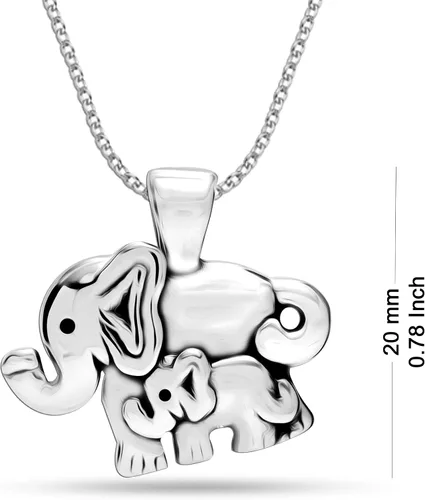 Vista 3 de LeCalla Collar de plata de ley 925 con colgante de elefante de buena suerte con diseño de animales de buena suerte, regalo de joyería para mujeres