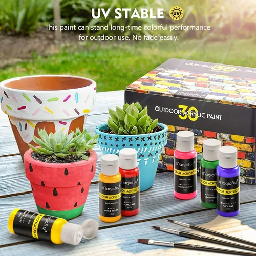Vista 5 de Magicfly Pintura acrílica para exteriores, juego de 30 colores/tubos (2.3 fl oz, 2 onzas) con caja de almacenamiento, pigmentos ricos, pinturas