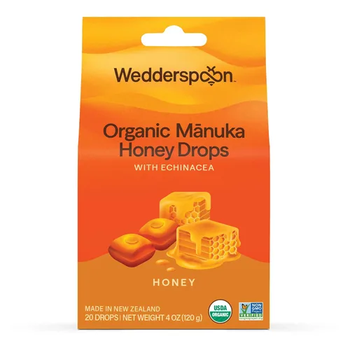 Vista 8 de Wedderspoon Gotas de miel de manuka orgánica, cereza, propóleo de abeja y equinácea, 20 unidades, USDA orgánico, miel genuina de Nueva Zelanda