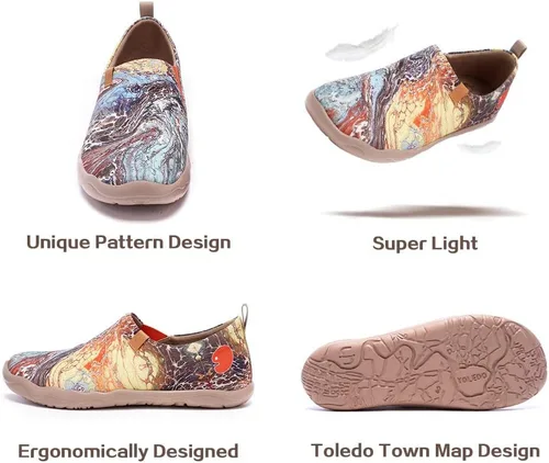 Vista 6 de UIN Zapatos de viaje con diseño artístico para hombre, mocasines informales, elegantes, ligeros, cómodos, a la moda