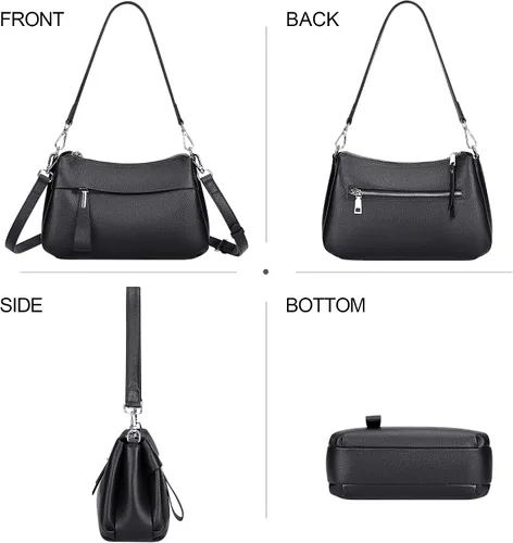 Vista 3 de Over Earth Genuine Leather Crossbody Bags for Women Small Hobo Handbags Shoulder Purses with 2 Detachable Straps