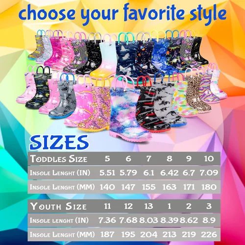 Vista 6 de ZOOGS Printed Kids Toddler Rain Boots for Girls and BoysDinosaur1