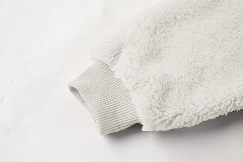 Vista 3 de Sudadera de sherpa con cuello redondo y bolsillo frontal para otoño e invierno