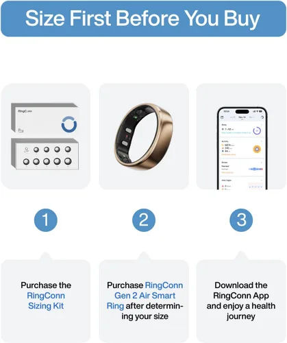 Vista 2 de RingConn Gen 2 Air, Anillo Inteligente AI Ultra-Delgado, Batería de 10 Días, Monitor de Fitness/Sueño/Estrés/FC para Mujeres y Hombres, Sin Tarifa