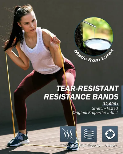 Vista 3 de Bandas de resistencia para entrenamiento, juego de bandas elásticas de asistencia de 5 niveles para hombres y mujeres, bandas de ejercicio