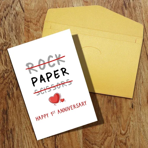 Vista 8 de Qiliji Tarjeta de feliz primer aniversario, divertida tarjeta de aniversario de boda de 1 año, tarjeta de felicitación de aniversario de papel