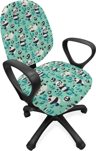 Vista 63 de Lunarable Funda para silla de oficina tribal, diseño azteca, nativo americano, geométrico, simbolismo étnico con espirales de triángulos, elástico