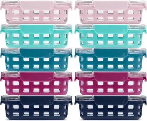 Vista 6 de Ello Duraglass Refresh - Juego de 3.4 tazas divididas para preparación de comidas, 10 unidades, paquete de 5, recipiente de almacenamiento