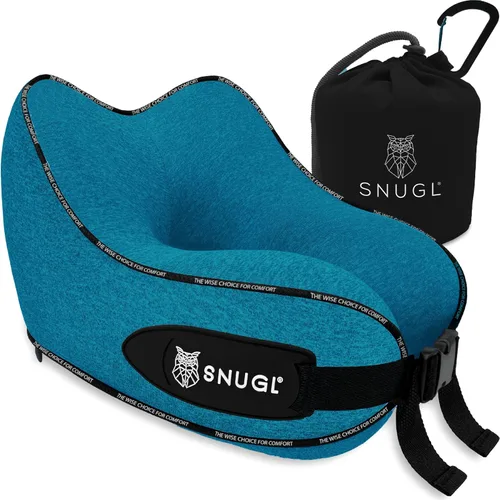 Vista 18 de SNUGL Almohada de viaje – Almohadas de espuma viscoelástica – Almohada para el cuello para avión con bolsa de transporte y clip – Almohadas de apoyo