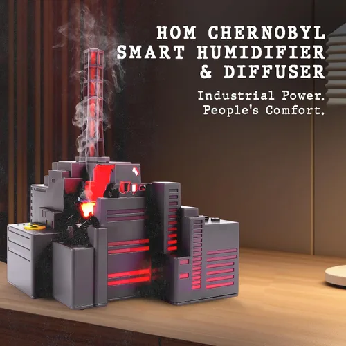 Vista 2 de HŌM Difusor y humidificador inteligente Chernobyl – Máquina de niebla ultrasónica de 250 ml con 7 luces LED, control por aplicación, apagado