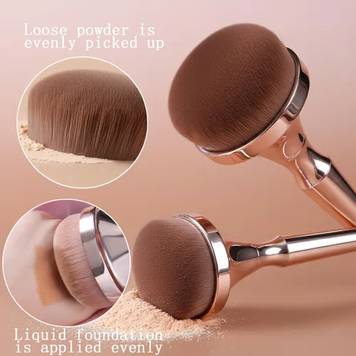 Vista 10 de Juego de brochas de maquillaje profesional, base esponjosa grande y pinceles de rubor con esponja para soplo de polvo