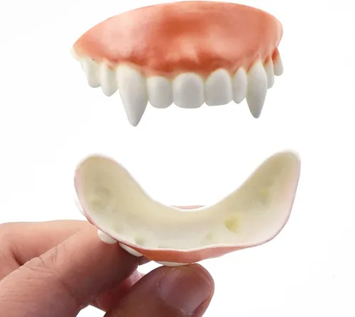 Vista 3 de Marrywindix 24 piezas de dientes retorcidos, dientes falsos feos de vampiro, dentadura de vampiro para Halloween, disfraces, fiestas, fotos