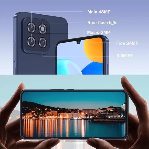 Vista 4 de CWOWDEFU Teléfono celular Android desbloqueado, teléfono inteligente de 6.8 pulgadas, 12 (6+6) GB de RAM con 128 GB de ROM, Dual SIM 4G, Octa-Core