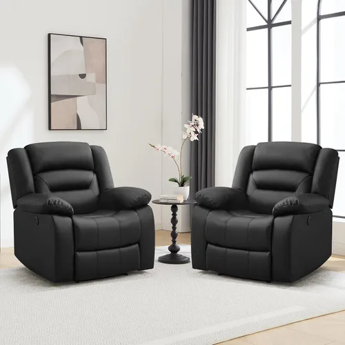 Vista 9 de EBELLO Silla reclinable eléctrica clásica, de piel sintética, de gran tamaño, con cojín suave y respaldo, sofá con cómodo sillón para sala de estar