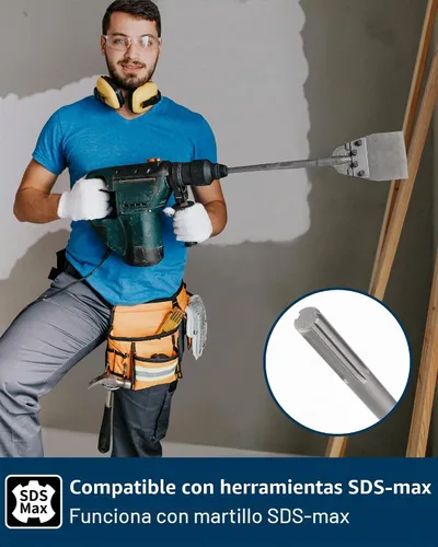 Vista 4 de Raspador de piso SDS Max, broca de cincel de eliminación Thinset de 6 Herramienta de cincel de eliminación de azulejos para taladro de martillo