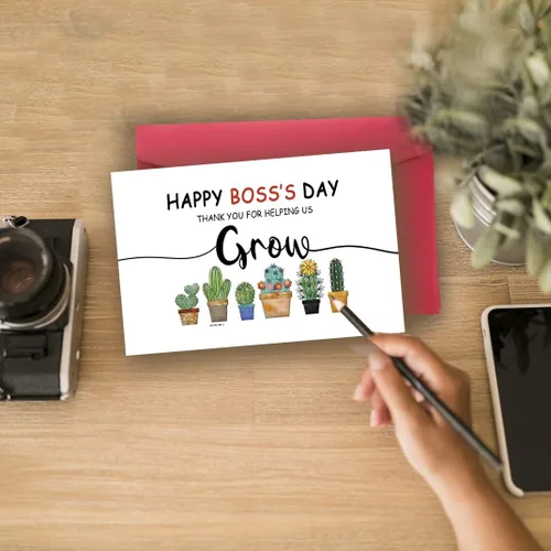 Vista 5 de Huameigf Tarjeta de feliz día del jefe, linda tarjeta de regalo para jefa, tarjeta de agradecimiento de empleado, divertida tarjeta de regalo