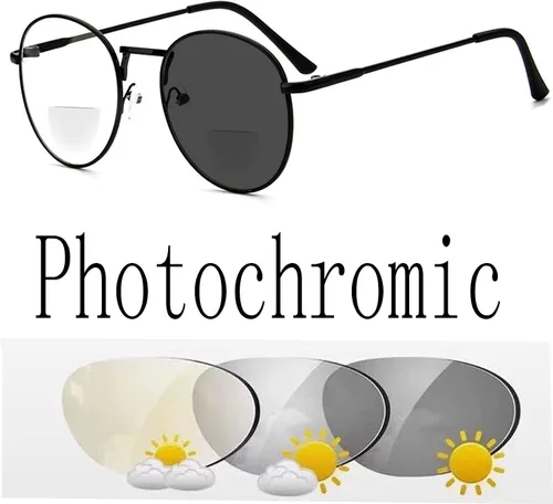 Vista 3 de Gafas de lectura bifocales grises fotocromáticas lectores de gafas de sol de transición