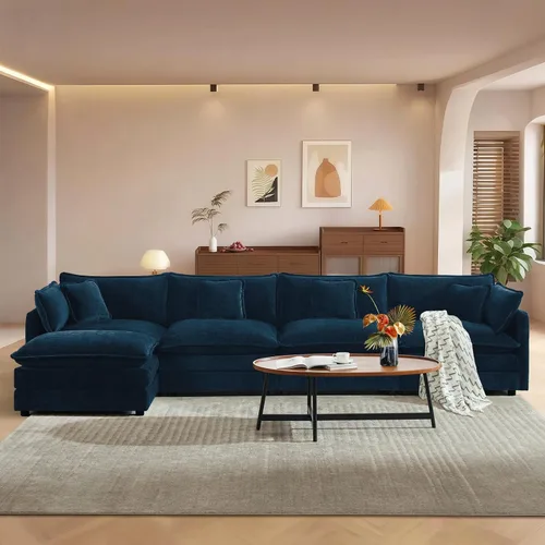 Vista 49 de Sofá seccional modular convertible de 76.7", sofás de dos plazas de chenilla con asiento profundo y cojines tipo loveseat para sala de estar, Beige