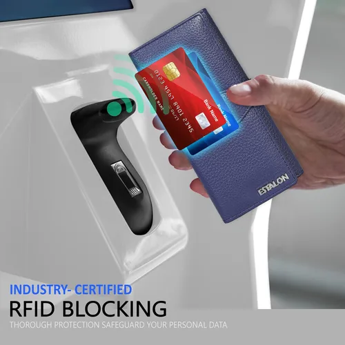 Vista 5 de Carteras de piel con bloqueo RFID, para cheques, con 11 ranuras para tarjetas, para mujer