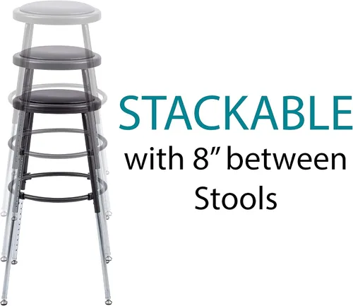 Vista 8 de Stand Up Desk Store Taburete apilable de altura ajustable para oficina y oficina (negro)