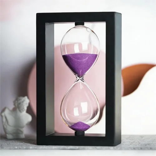 Vista 4 de SAMLONG Reloj de arena decorativo de 60 minutos, reloj de arena negra de madera Decoración moderna para oficina y hogar